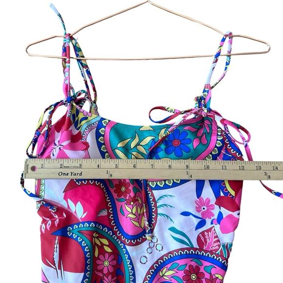 One Piece Floral Retro Swimsuit Bathing Suit size medium - Picture 2 of 5